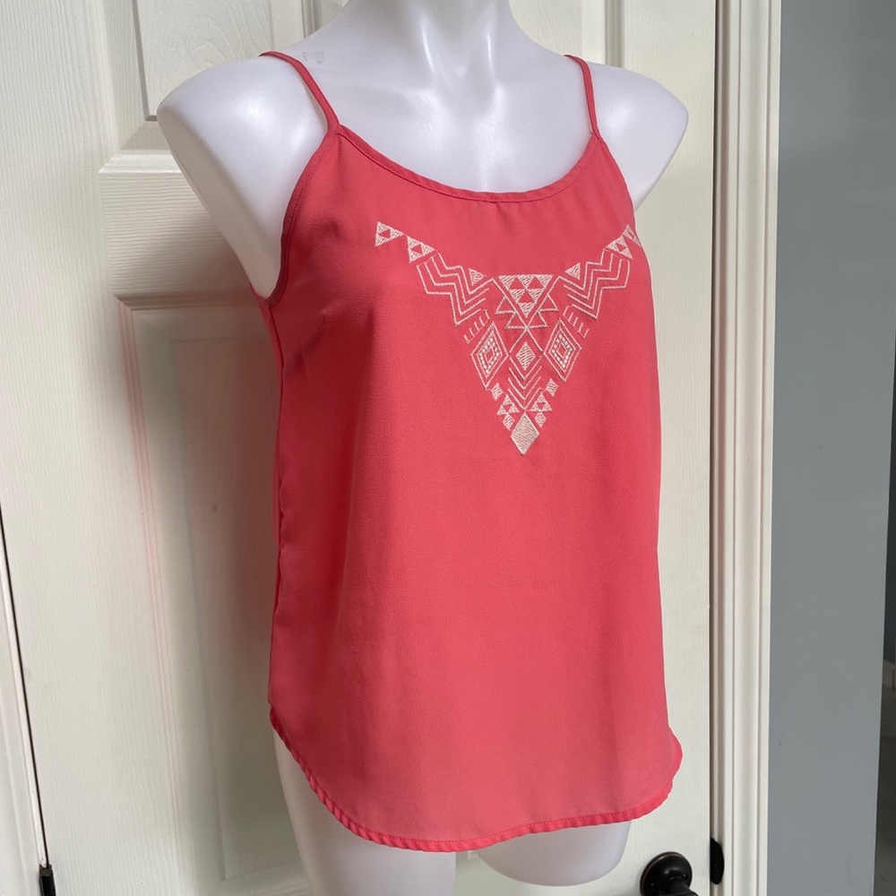 Anthropologie E Hanger M Boho Flowy Womens Tribal Cami Strappy Coral Tank Top S